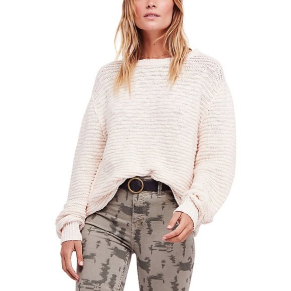 Free People Sweaters - FREE PEOPLE WOMEN'S IVORY MENACE BOATNECK SWEATER